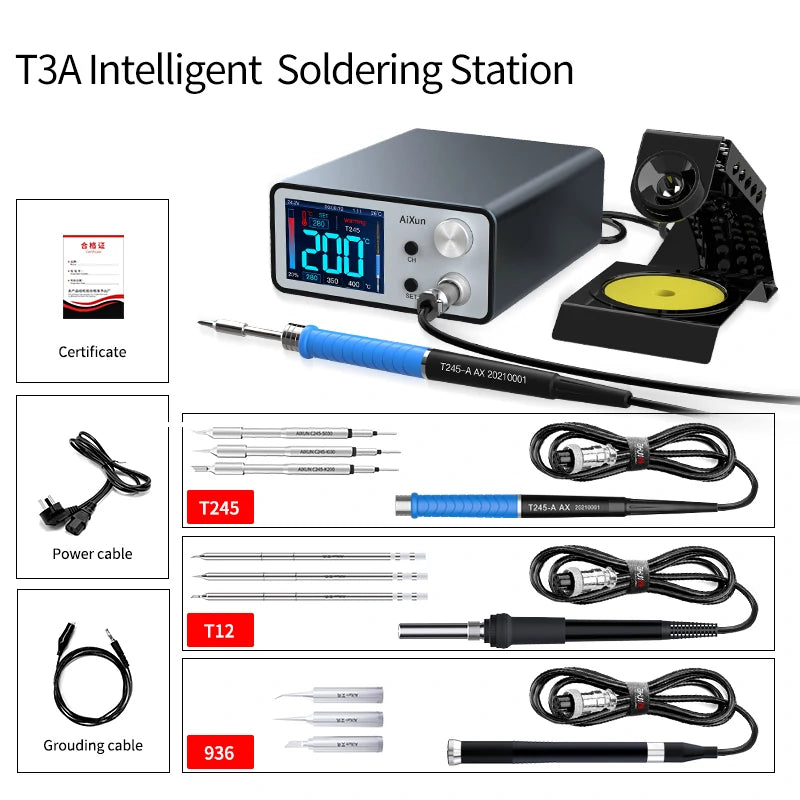 Intelligente T3A-Lötstation mit T12-Kolben + 3 Aixun-Spitzen