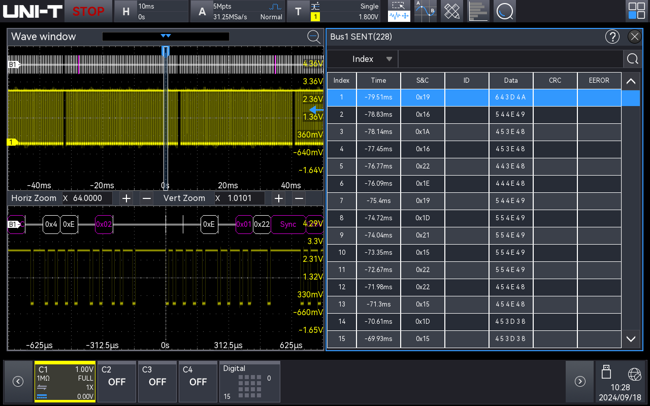 Sent Bus Signal UNI-T MSO2000X-SENT: Automotive SENT Bus Trigger & Analysis Option ...